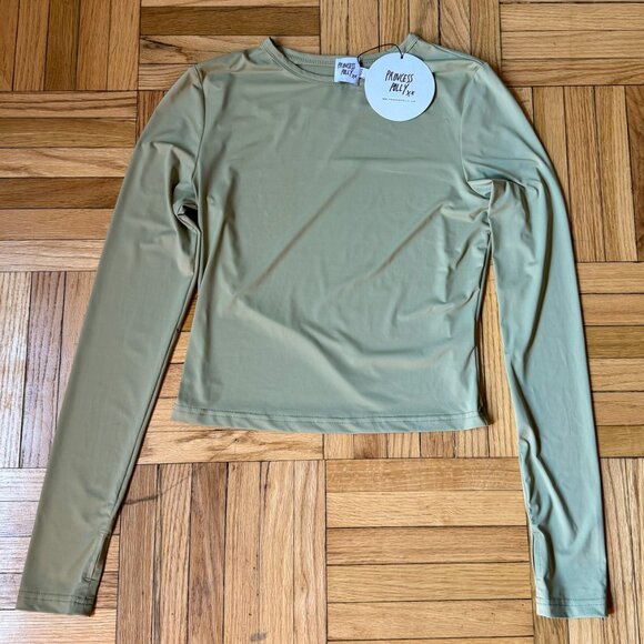 NWT Princess Polly Farro Eco-Friendly Long Sleeve Top Sage Green Sz 8 - Picture 2 of 5